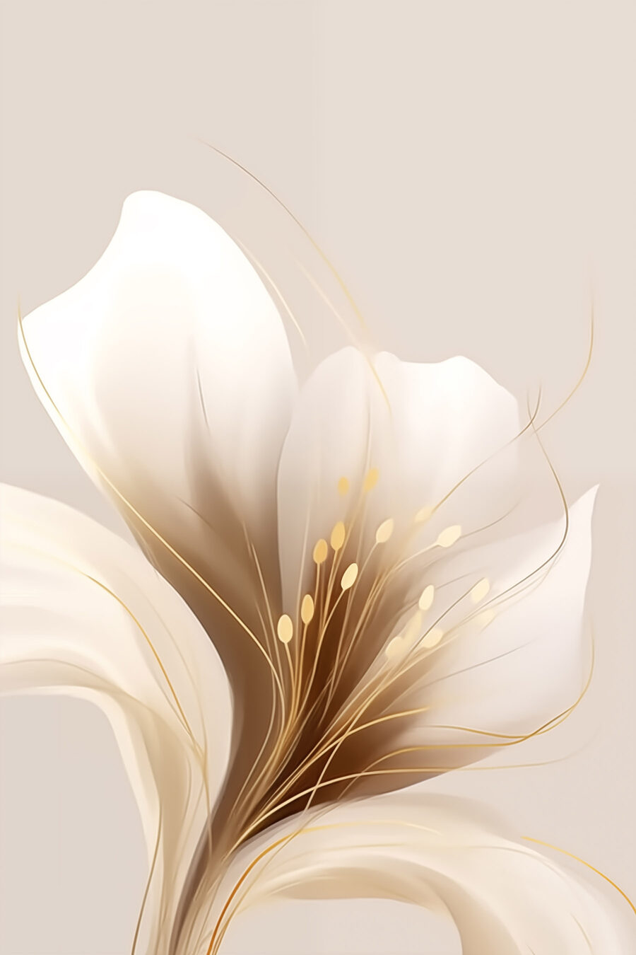 Flor branca com dourado — design completo