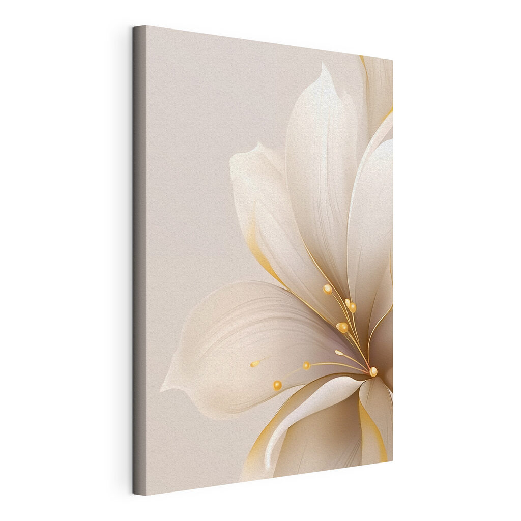 Flor creme luminosa, tela esticada e borda contínua