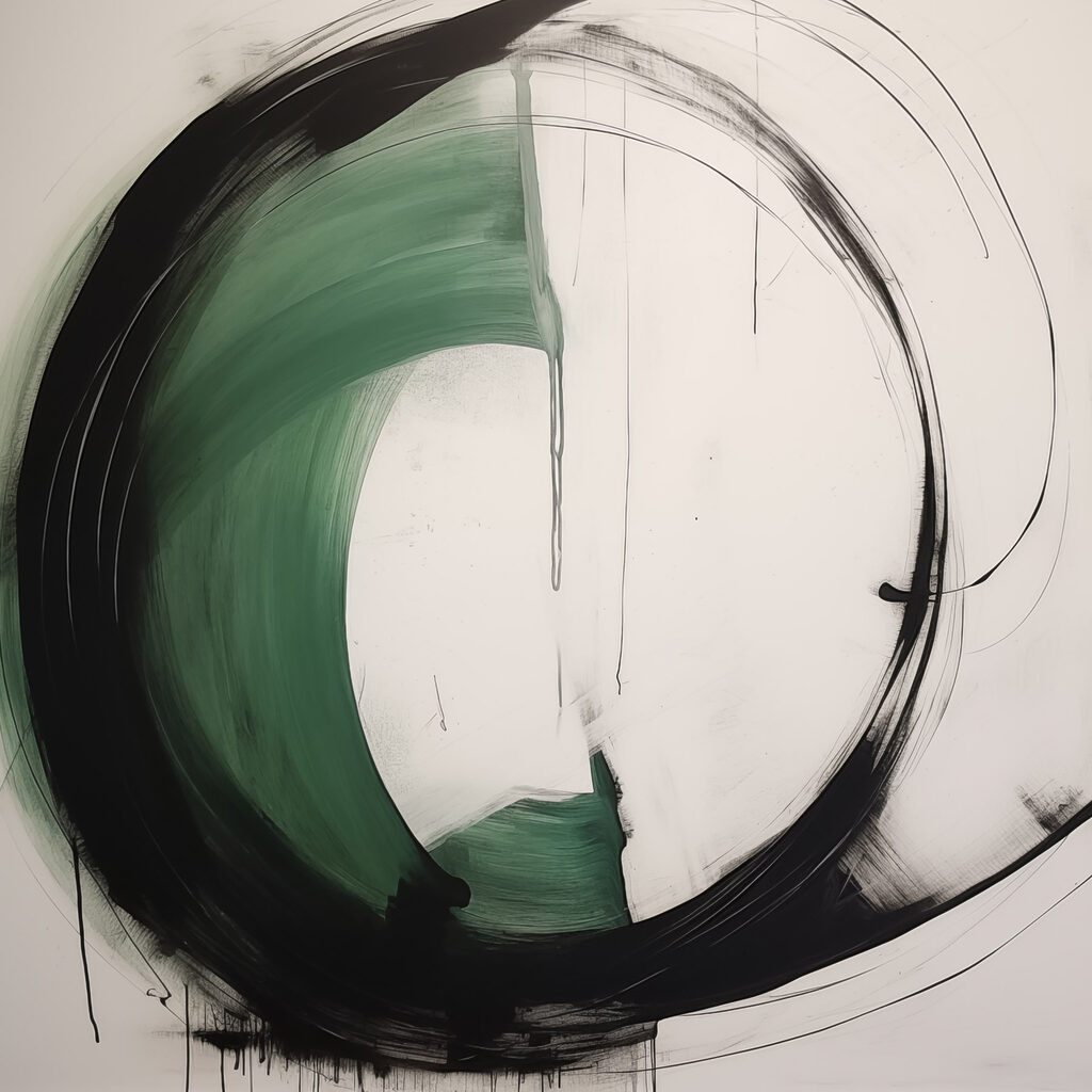 Arco verde em círculo — design completo
