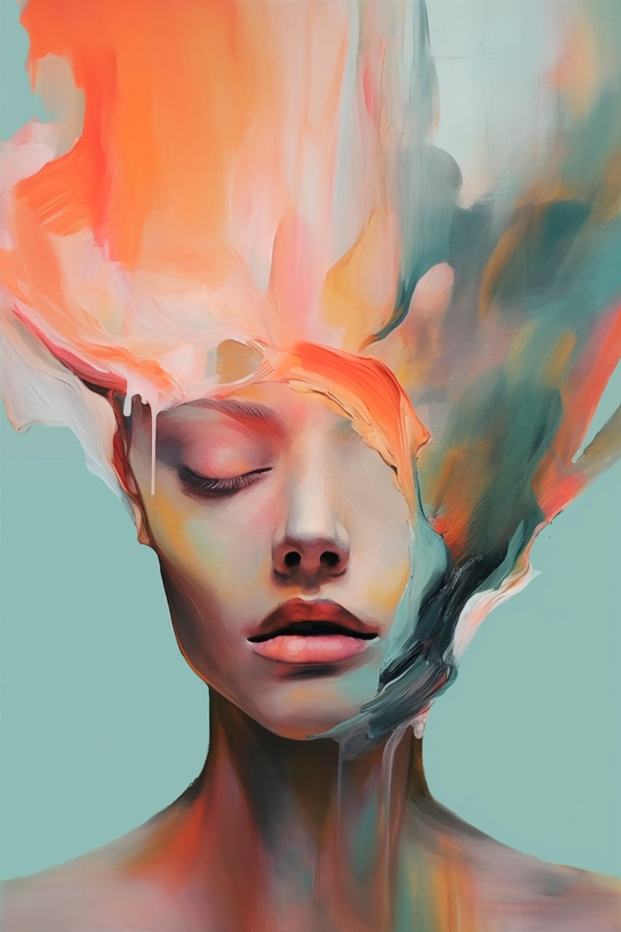 Retrato abstrato de menina — design completo