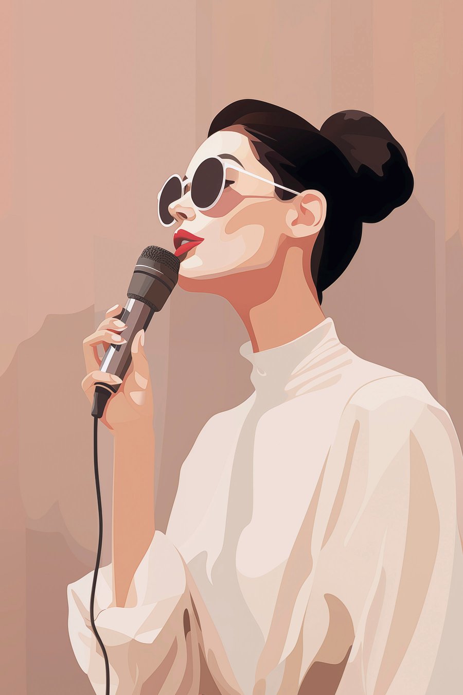 Menina com microfone — design completo