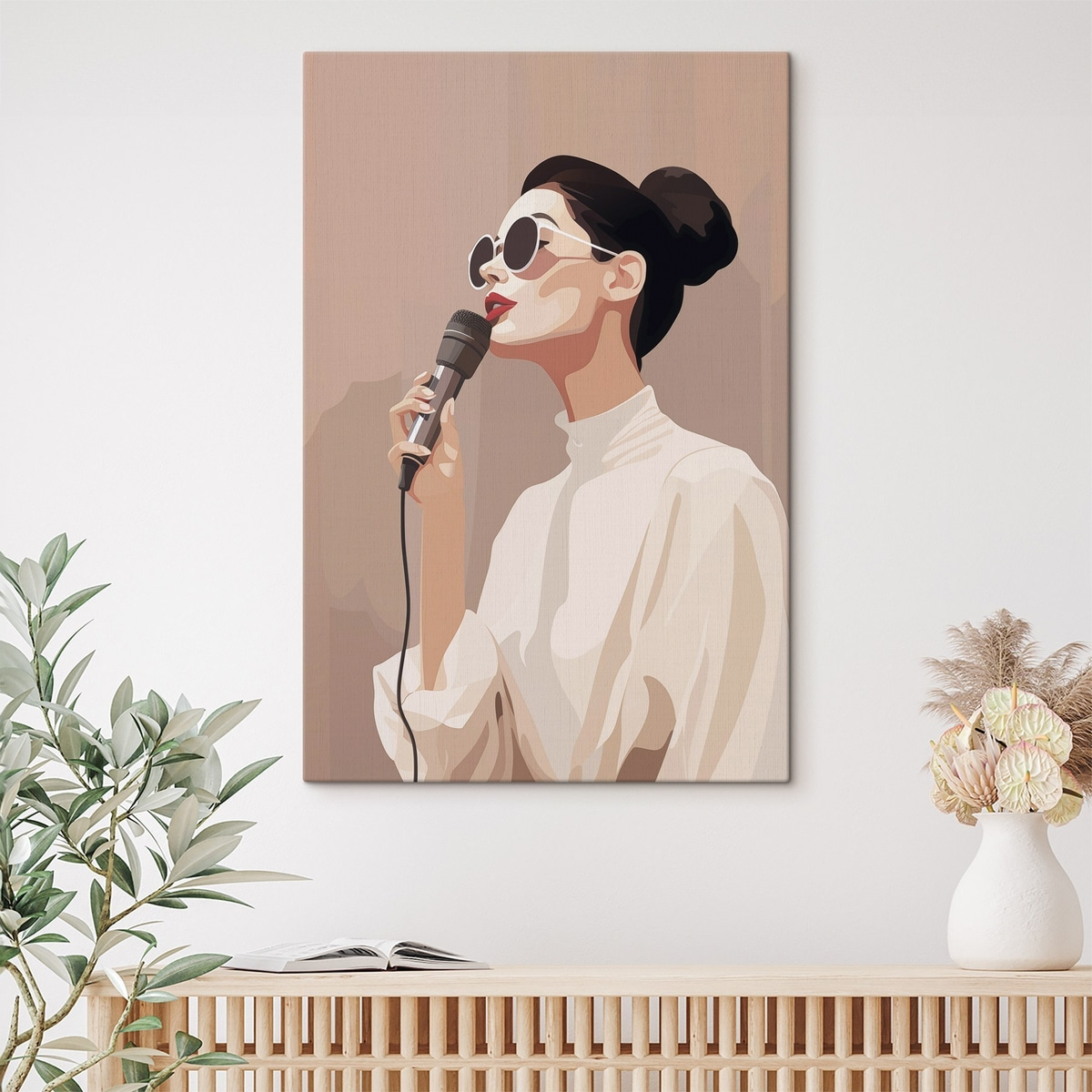 Menina com microfone — interior 1