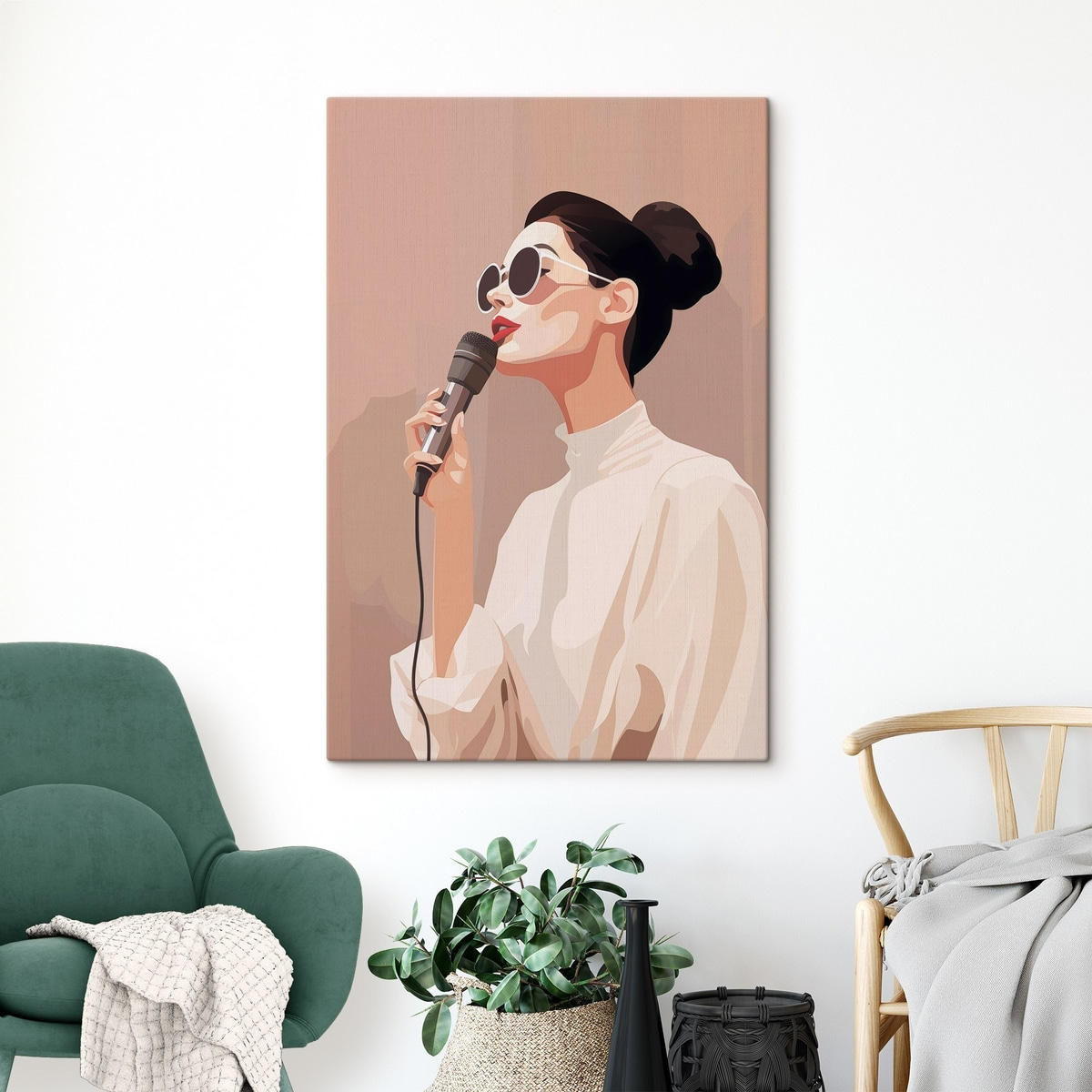 Menina com microfone — interior 2