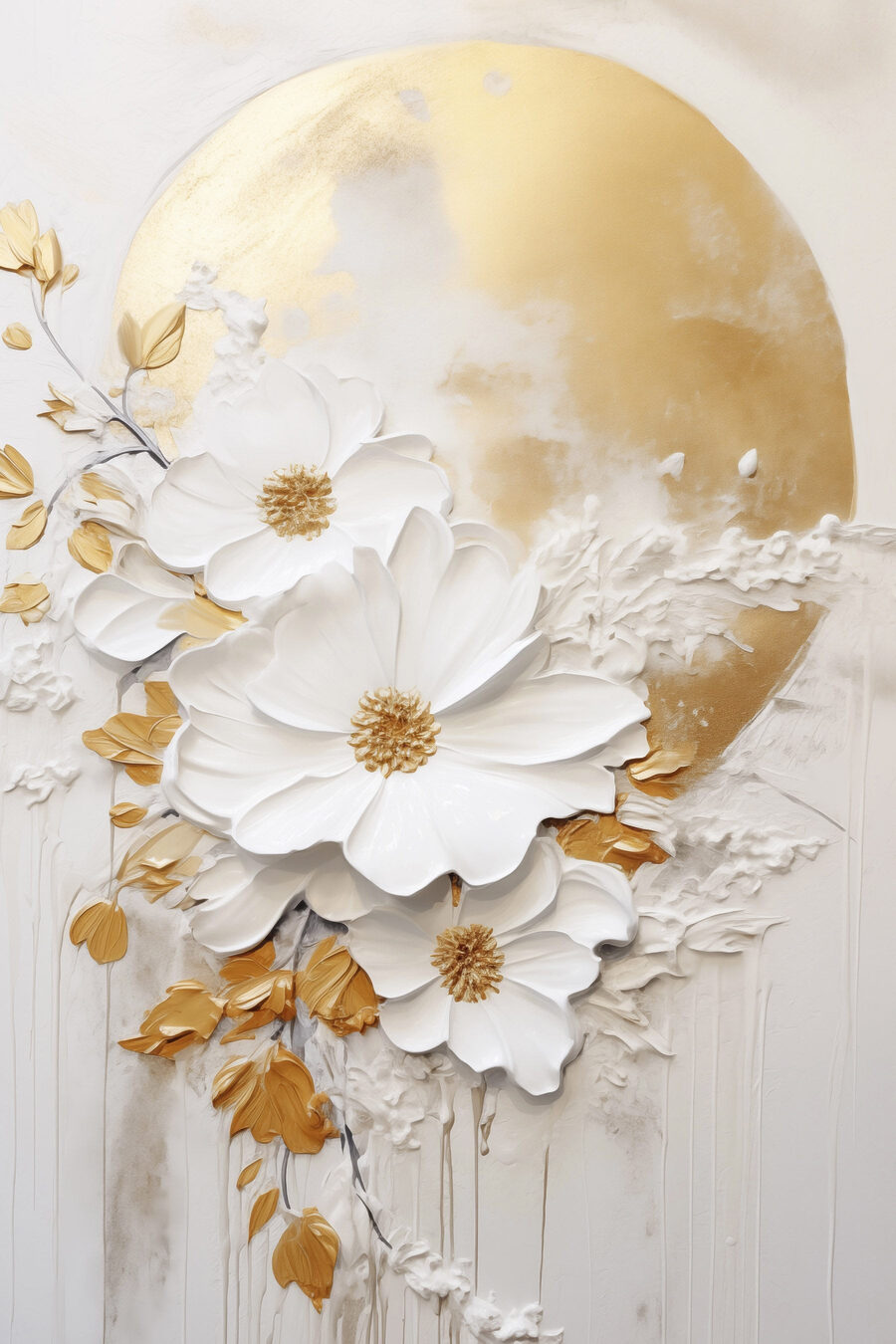 Flores e lua dourada — design completo