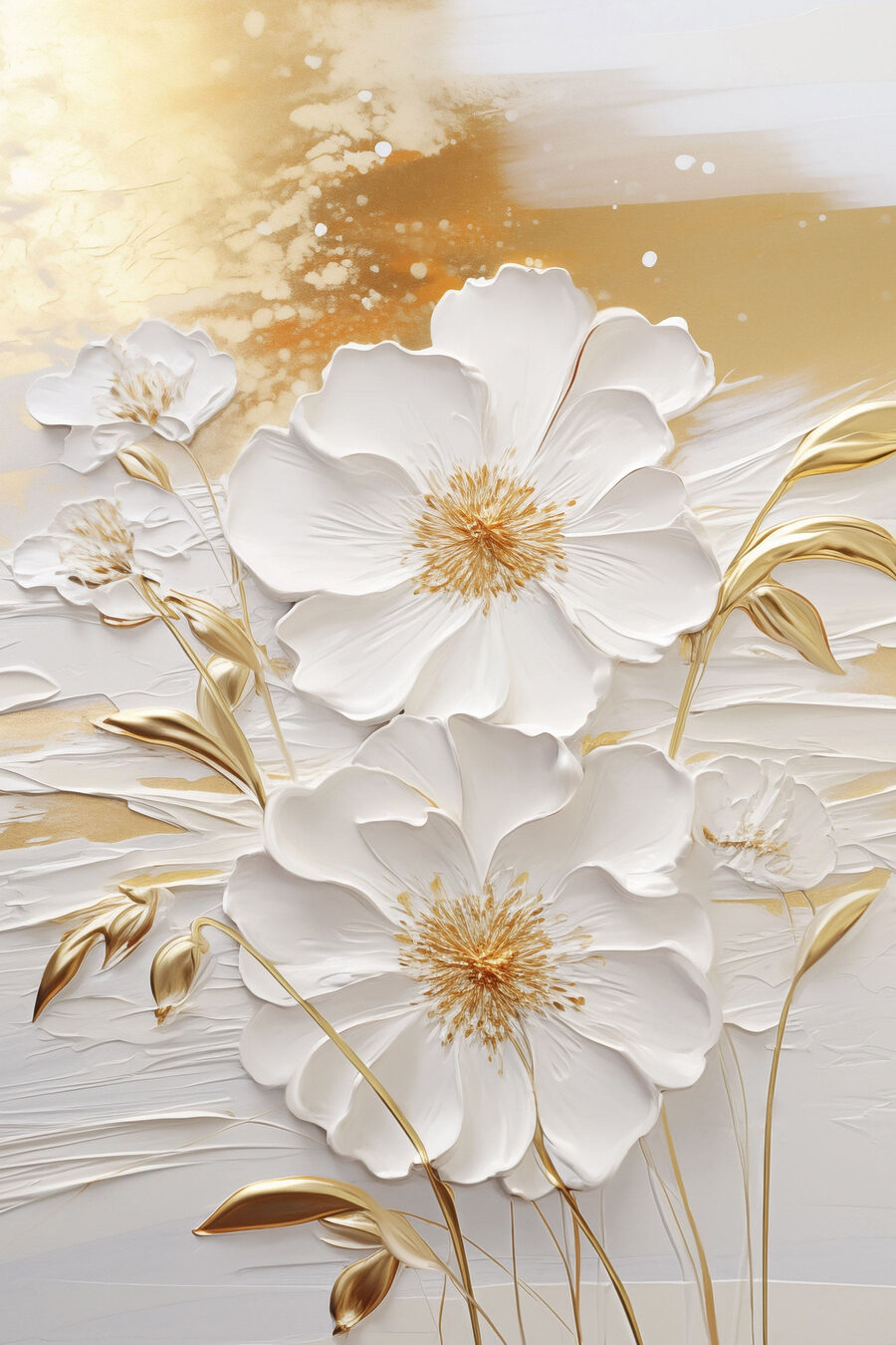 Flores brancas e ouro — design completo