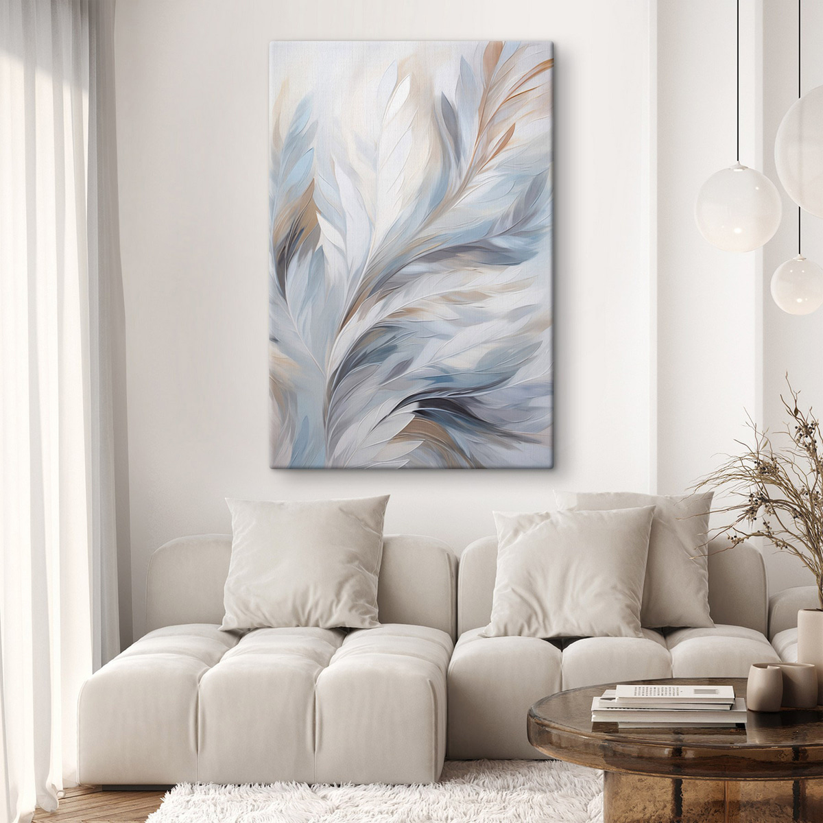 Penas azul-claro e castanho — interior 2