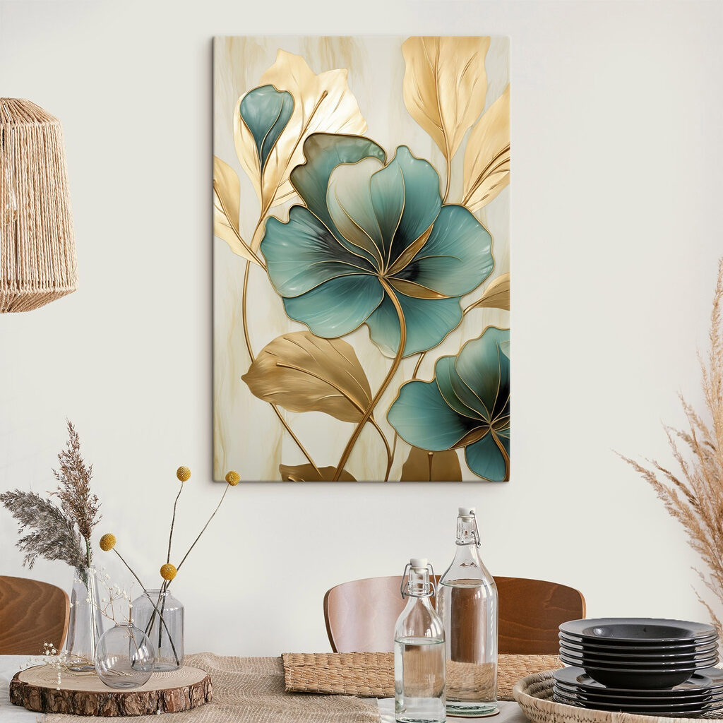Flor verde e plumas — interior 2