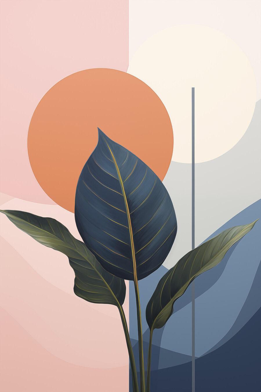 Folhas e círculo laranja — design completo