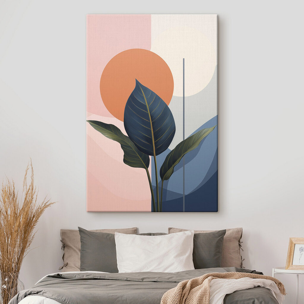 Folhas e círculo laranja — interior 1