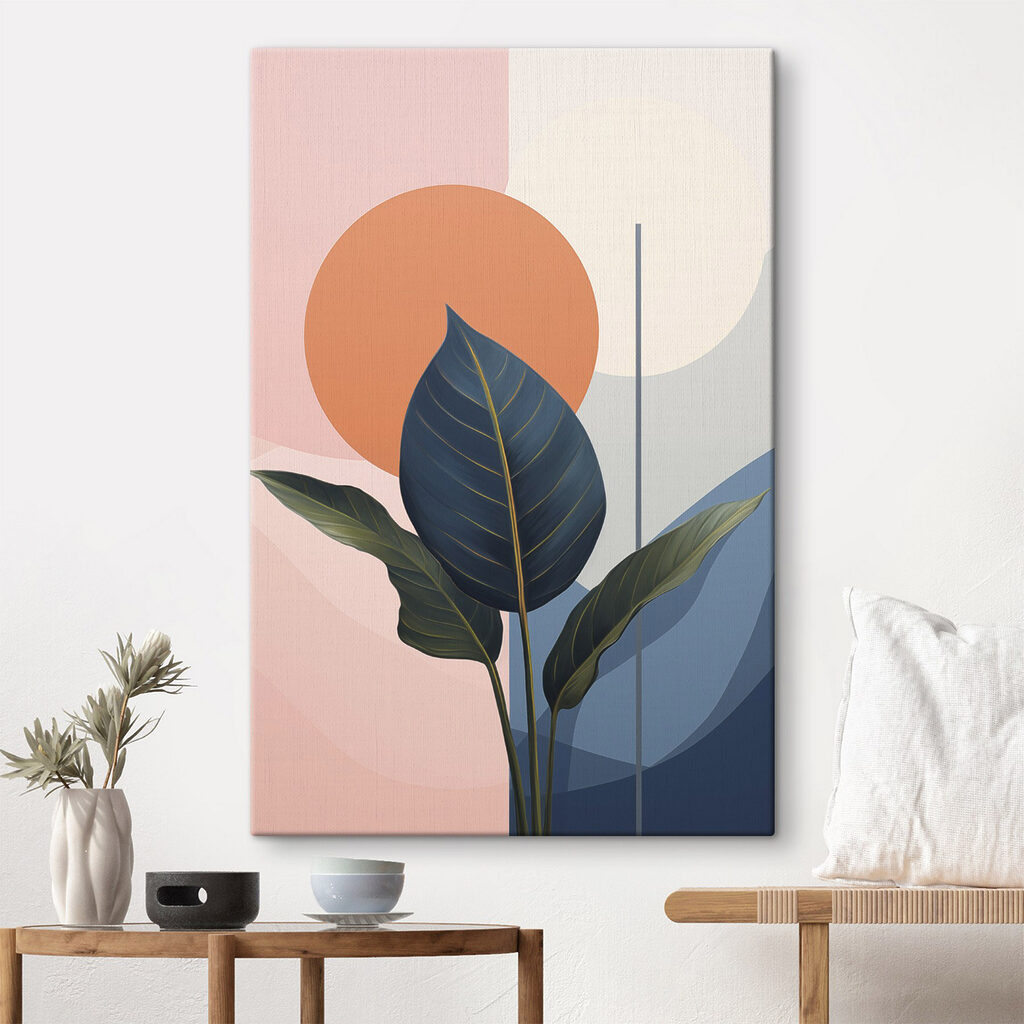 Folhas e círculo laranja — interior 2
