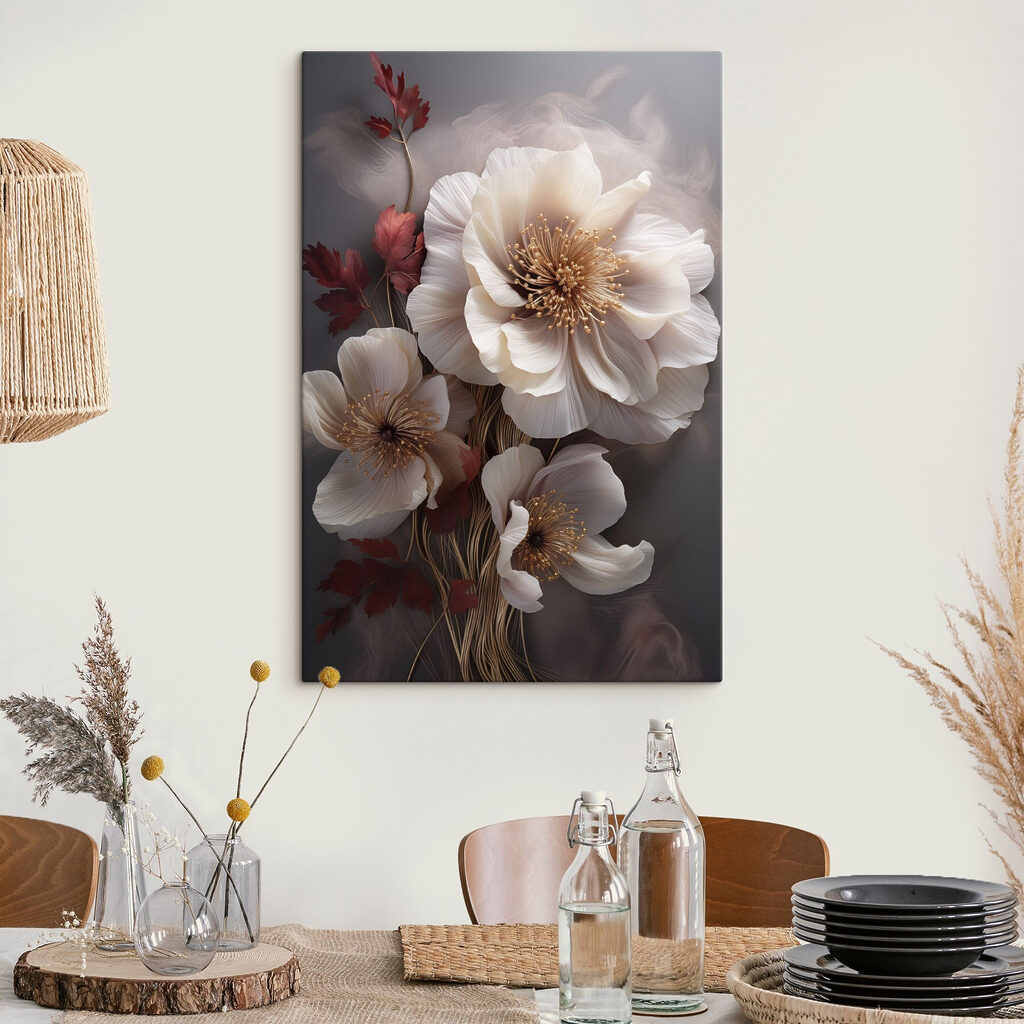 Flores brancas, botões vermelhos — interior 2