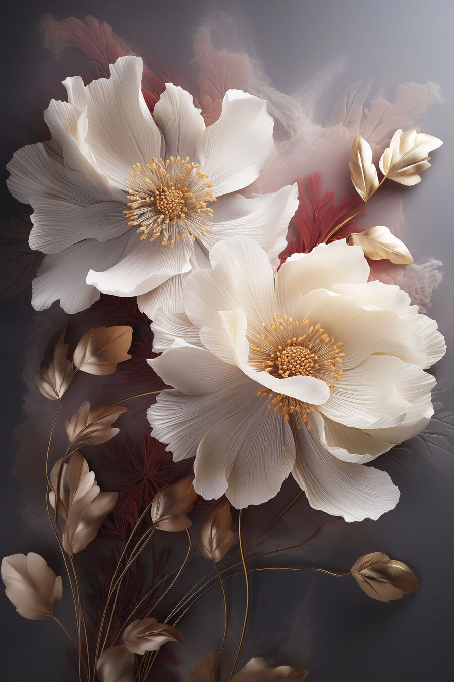 Flores brancas abertas — design completo