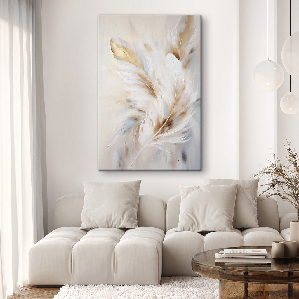 Penas brancas com dourado — interior 1