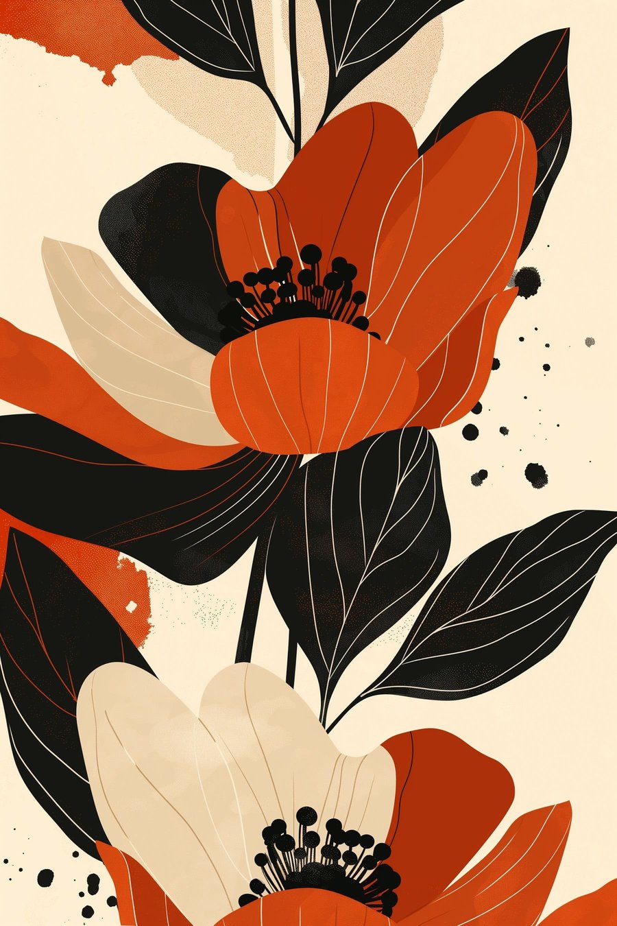 Flores grandes e coloridas — design completo