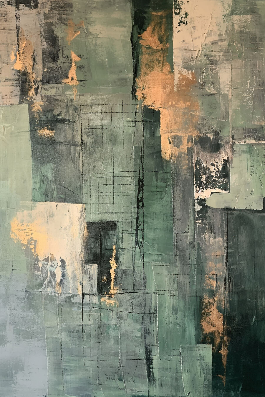 Blocos verdes com dourado — design completo