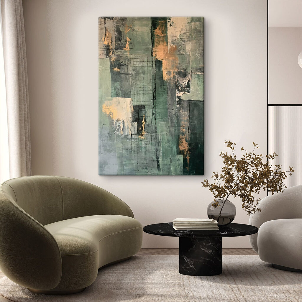 Blocos verdes com dourado — interior 2