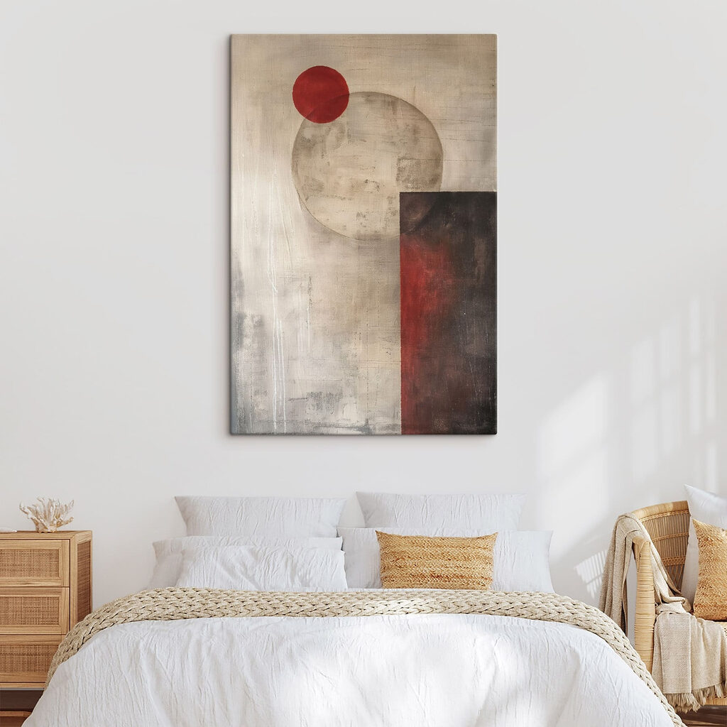 Círculo vermelho sobre cinzento — interior 1