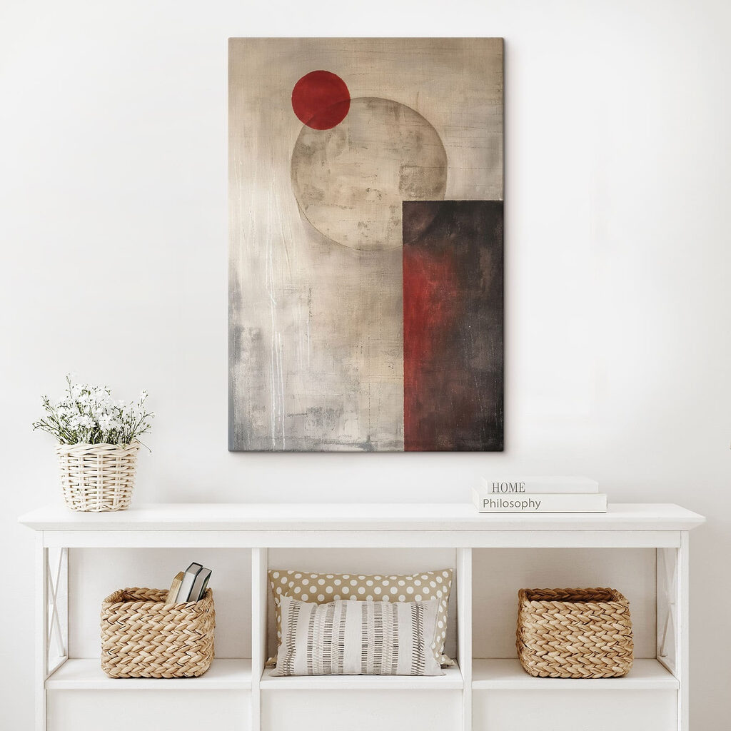 Círculo vermelho sobre cinzento — interior 2