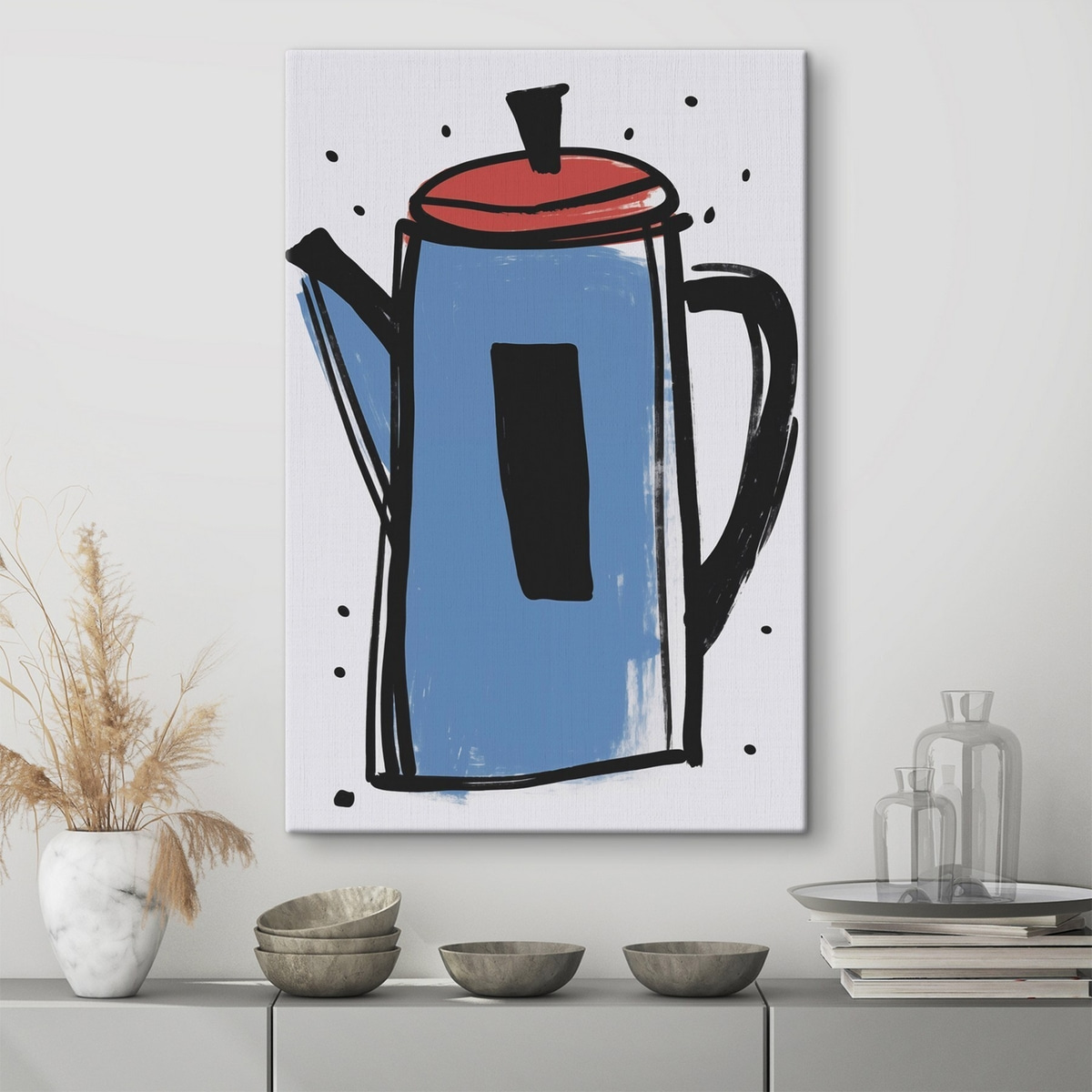 Cafeteira em desenho num interior