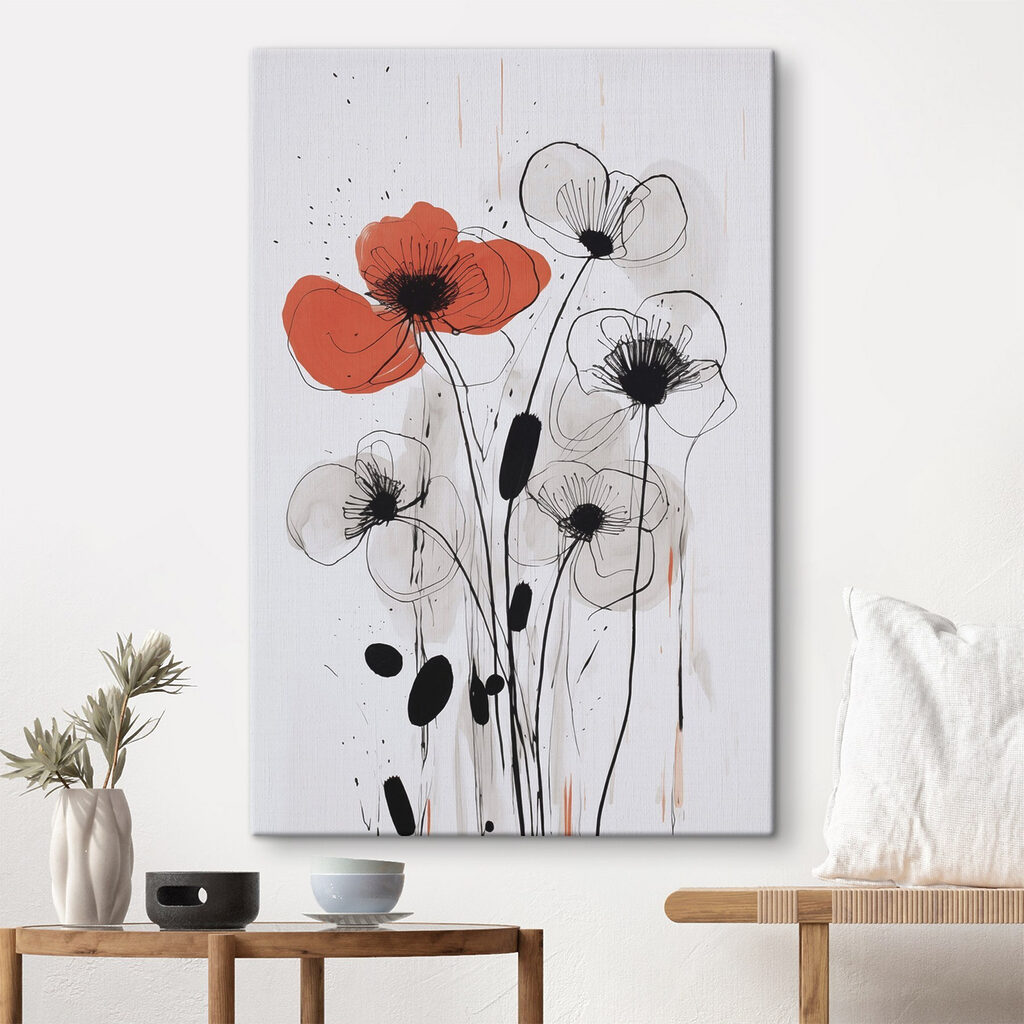 Flor laranja entre linhas — interior 2