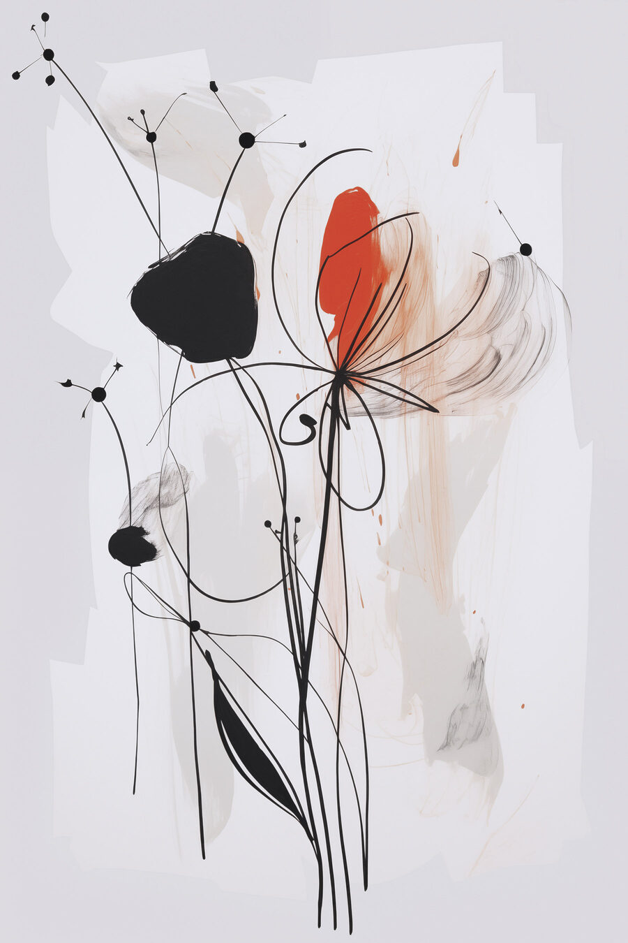 Flores pretas com tinta — design completo