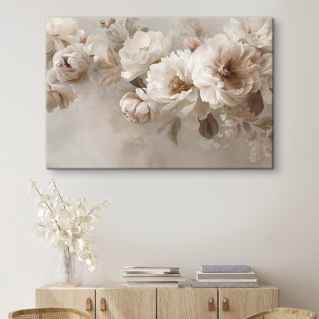 Flores cremosas em névoa — interior 1