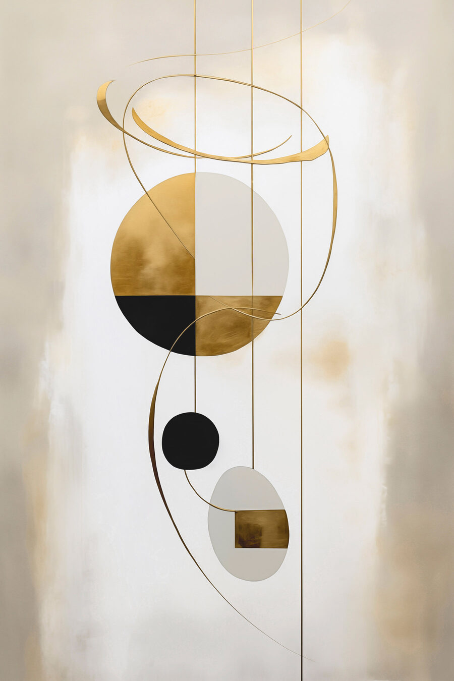 Arco dourado sobre esferas — design completo