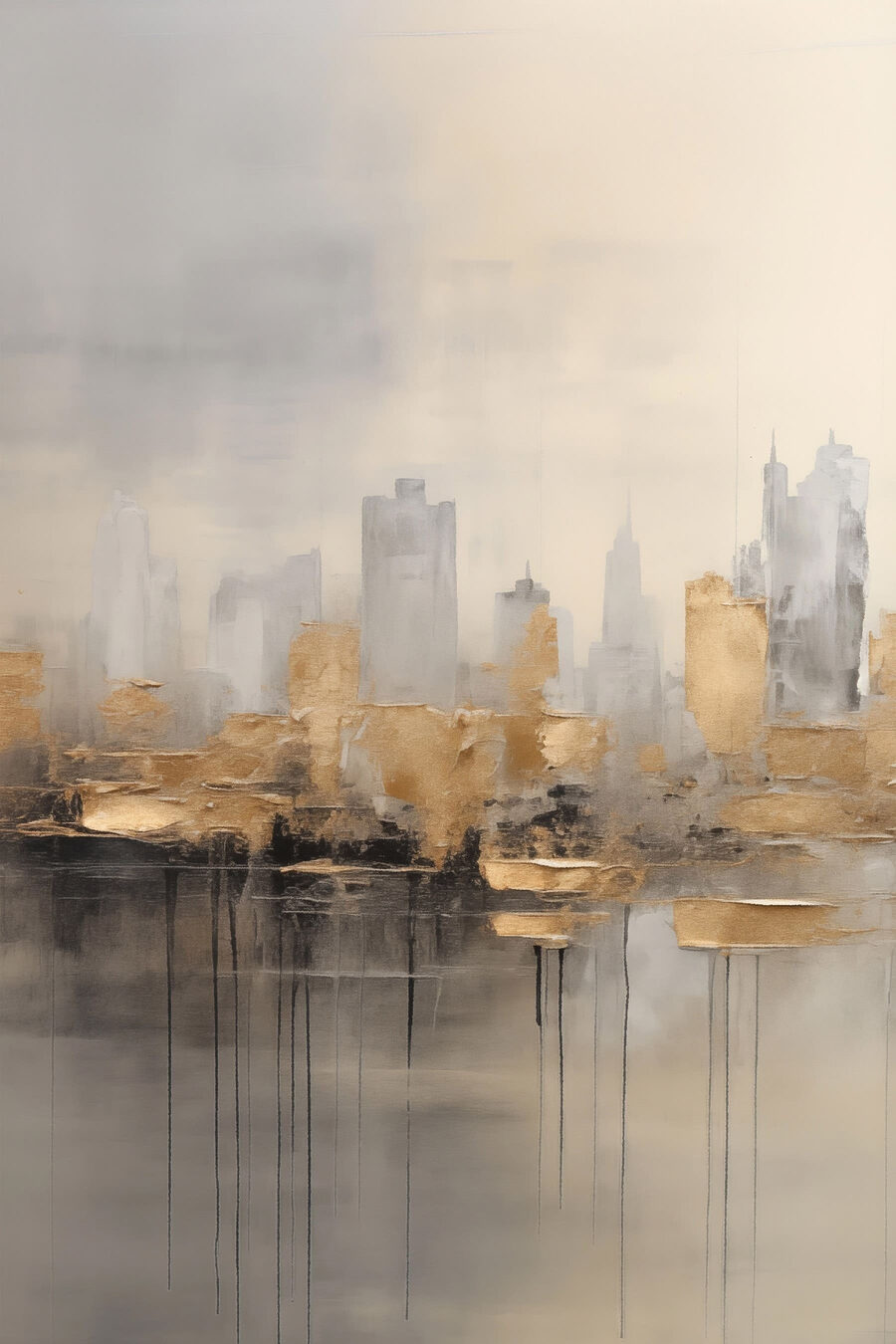 Cidade dourada e reflexos — design completo