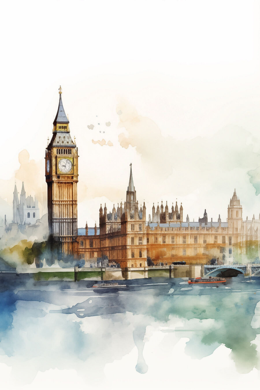 Big Ben em aguarela — design completo