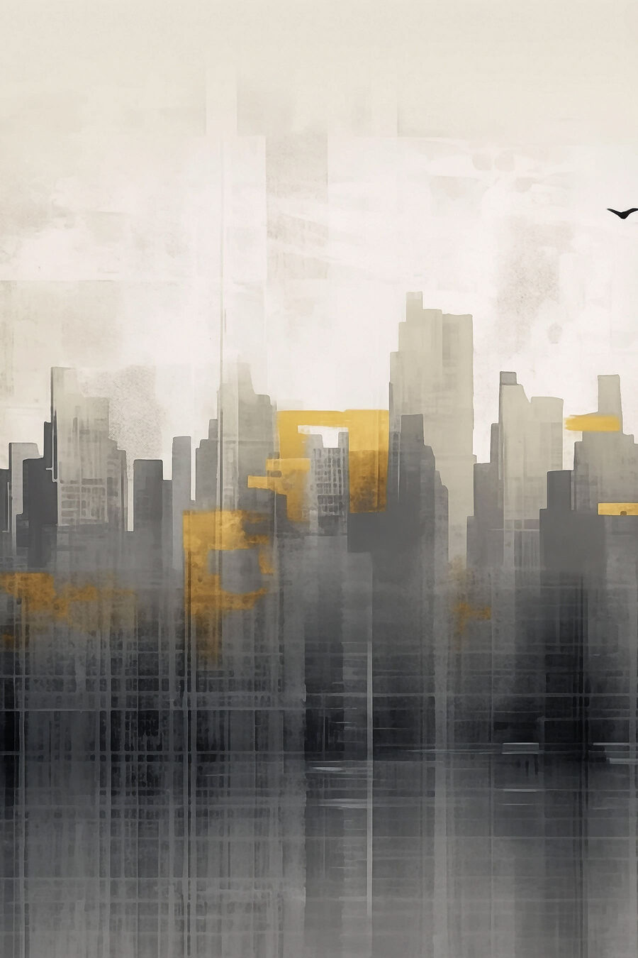 Cidade cinzenta sobre água — design completo
