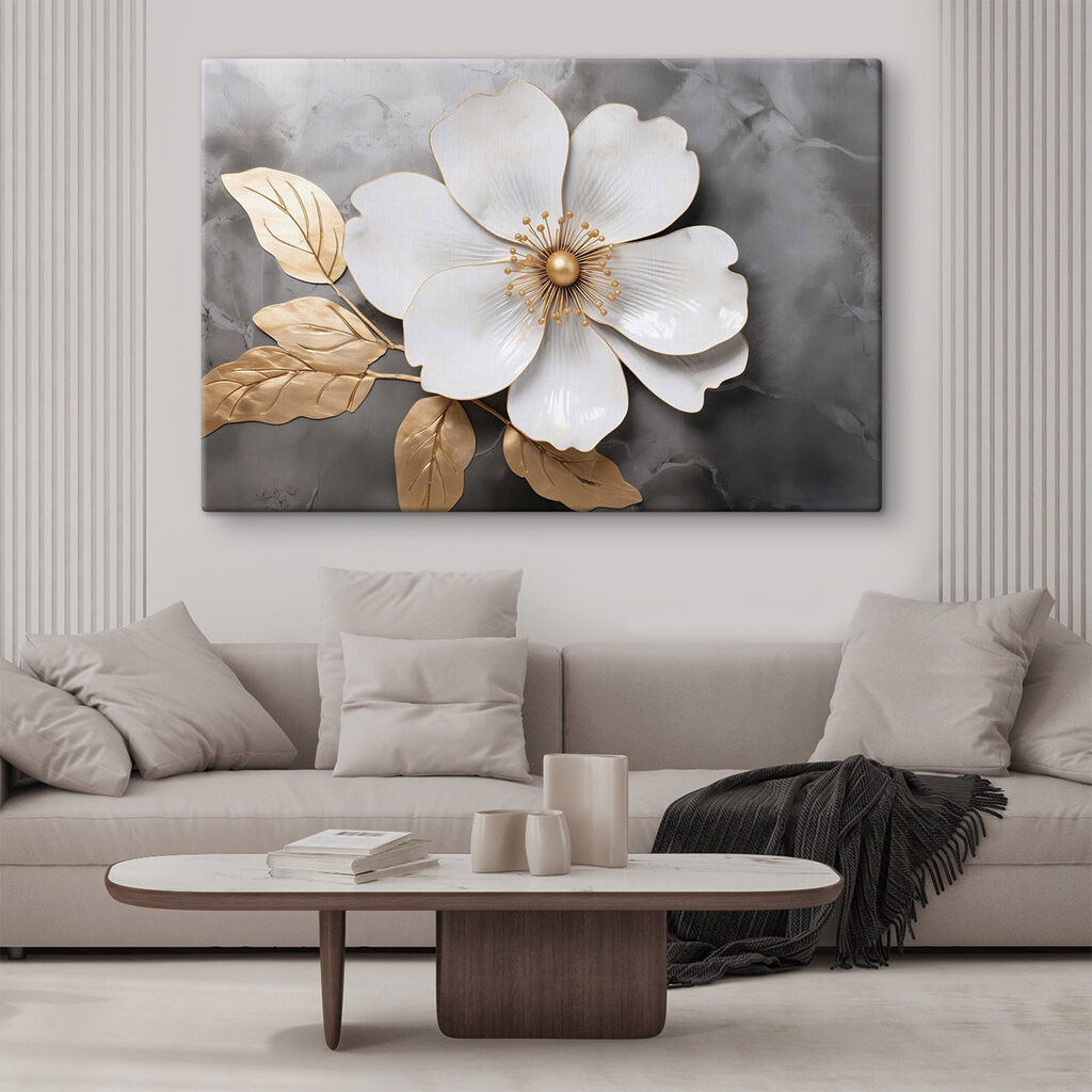 Flor e folhas claras — interior 2