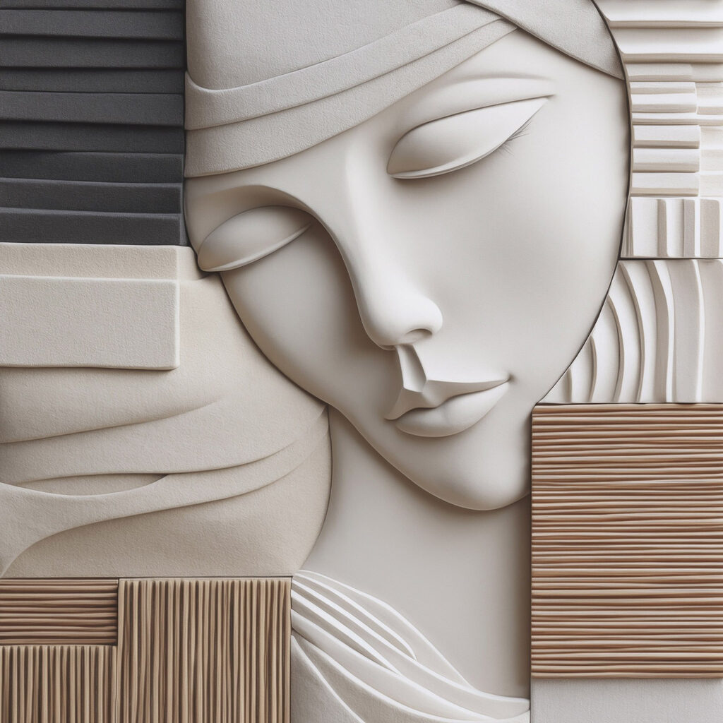 Rosto entre linhas retas — design completo