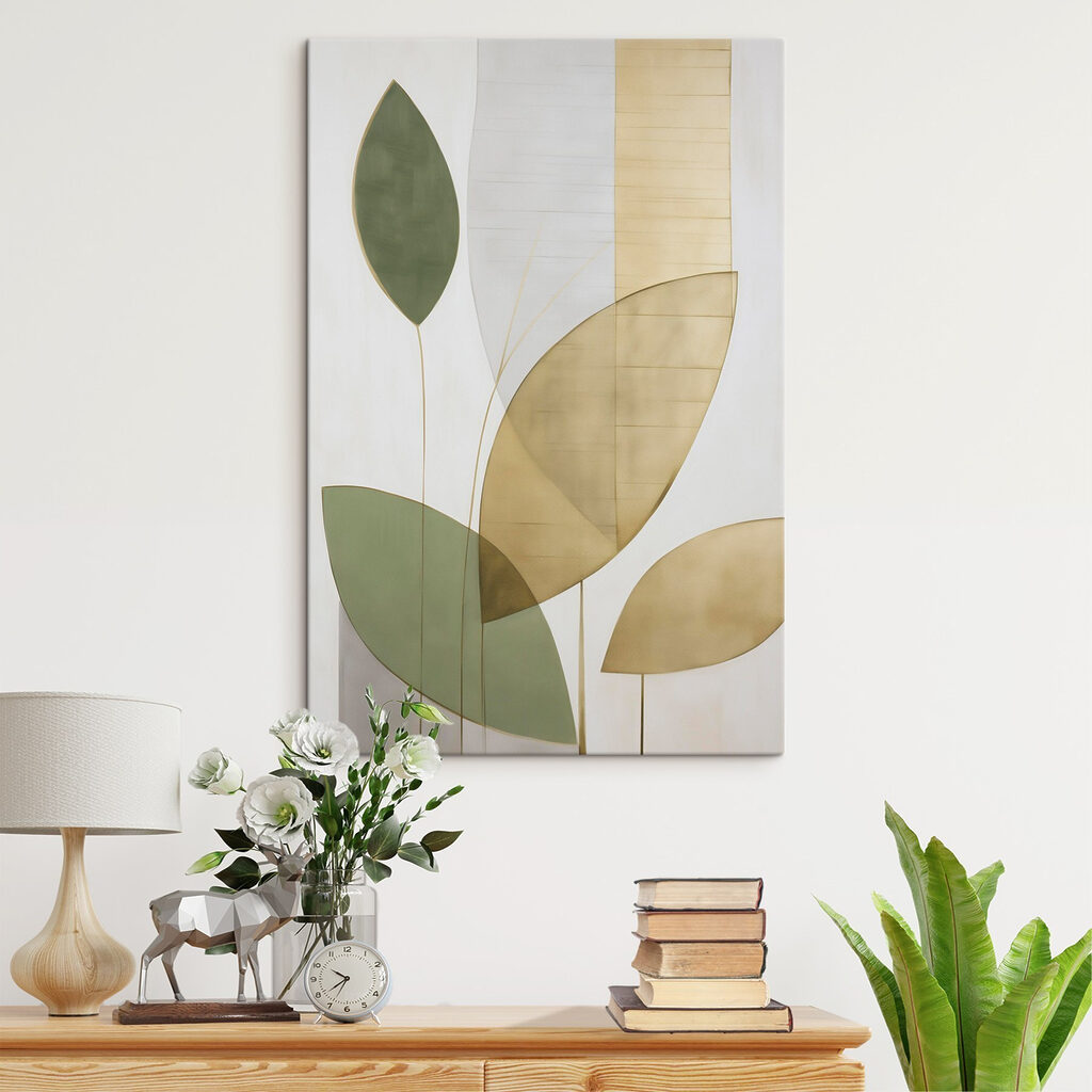 Folhas verdes sobre dourado — interior 2