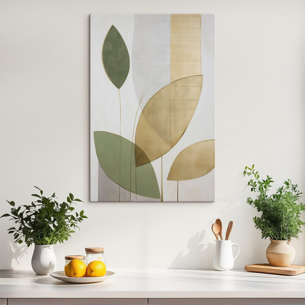 Folhas verdes sobre dourado — interior 1