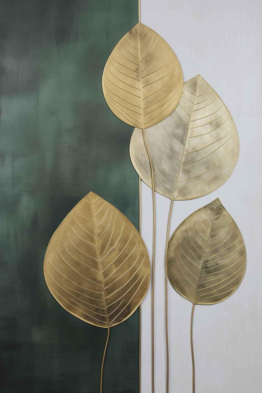 Folhas douradas sobre verde-escuro — design completo
