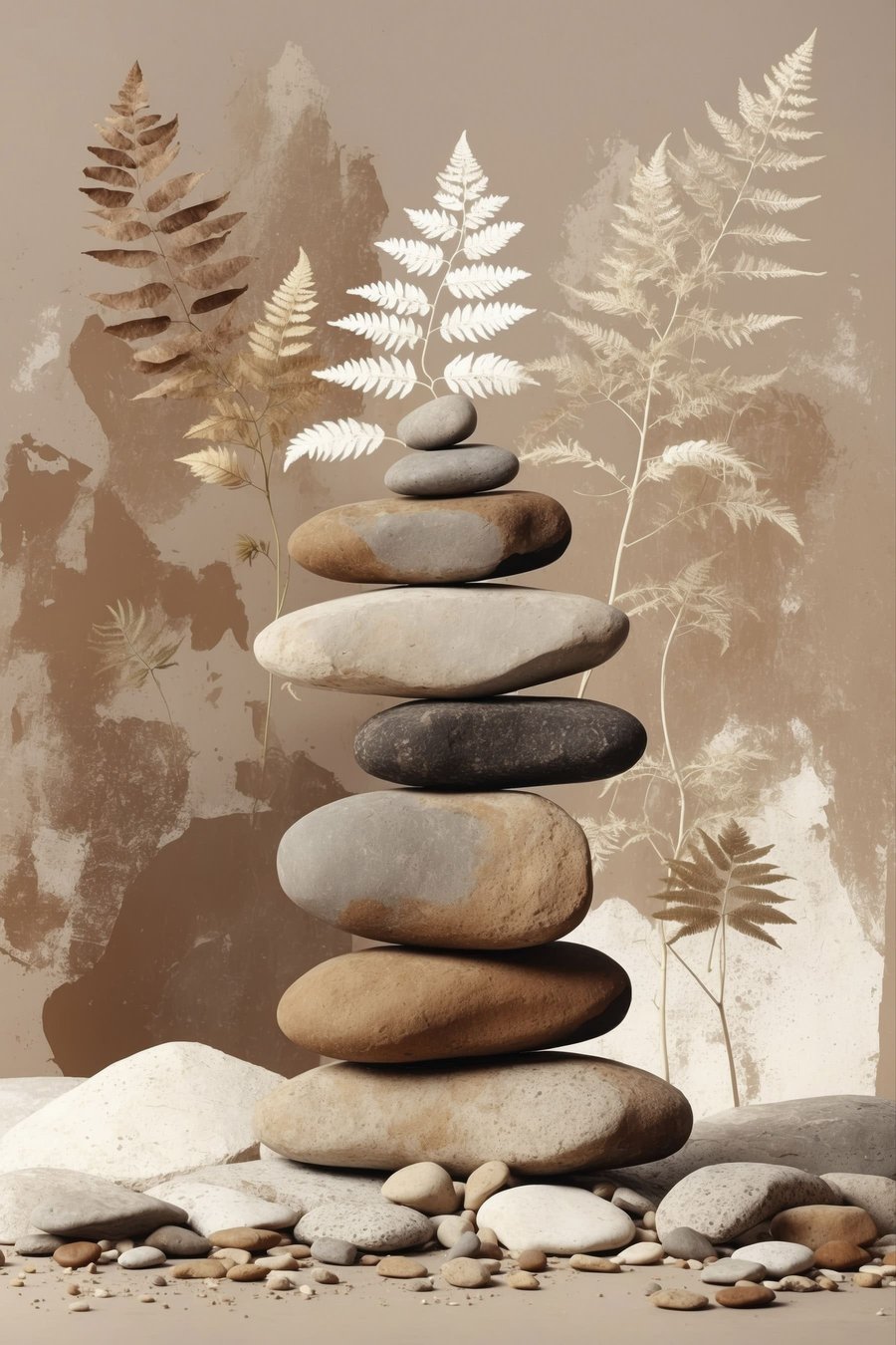 Pedras lisas empilhadas — design completo