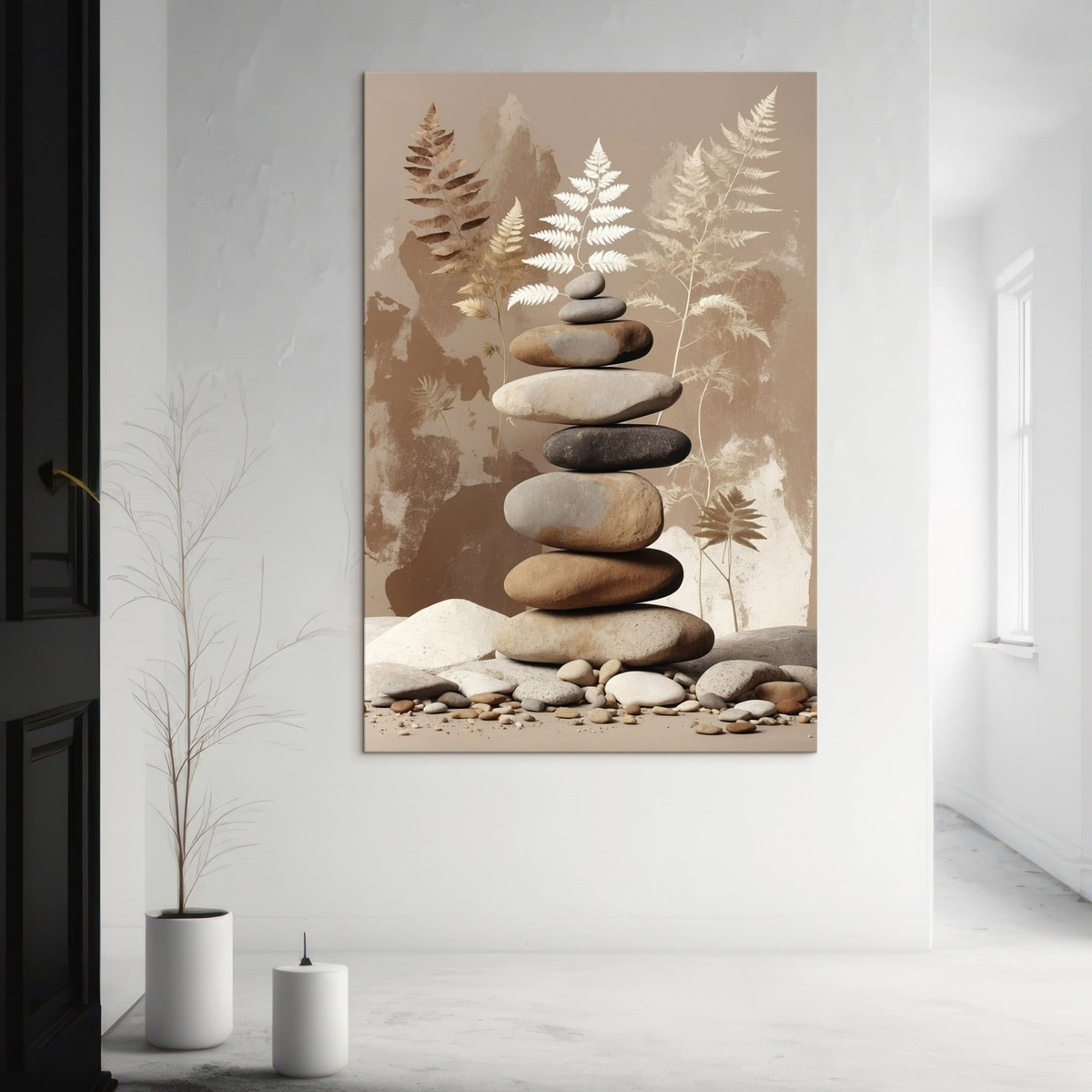 Pedras lisas empilhadas — interior 1