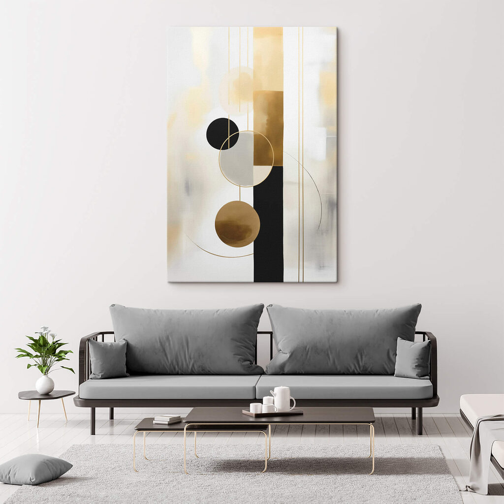 Círculos dourados sobre preto — interior 2