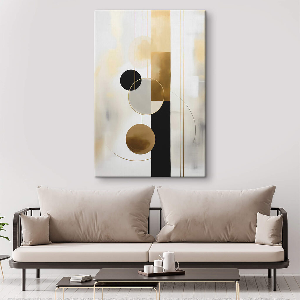 Círculos dourados sobre preto — interior 3