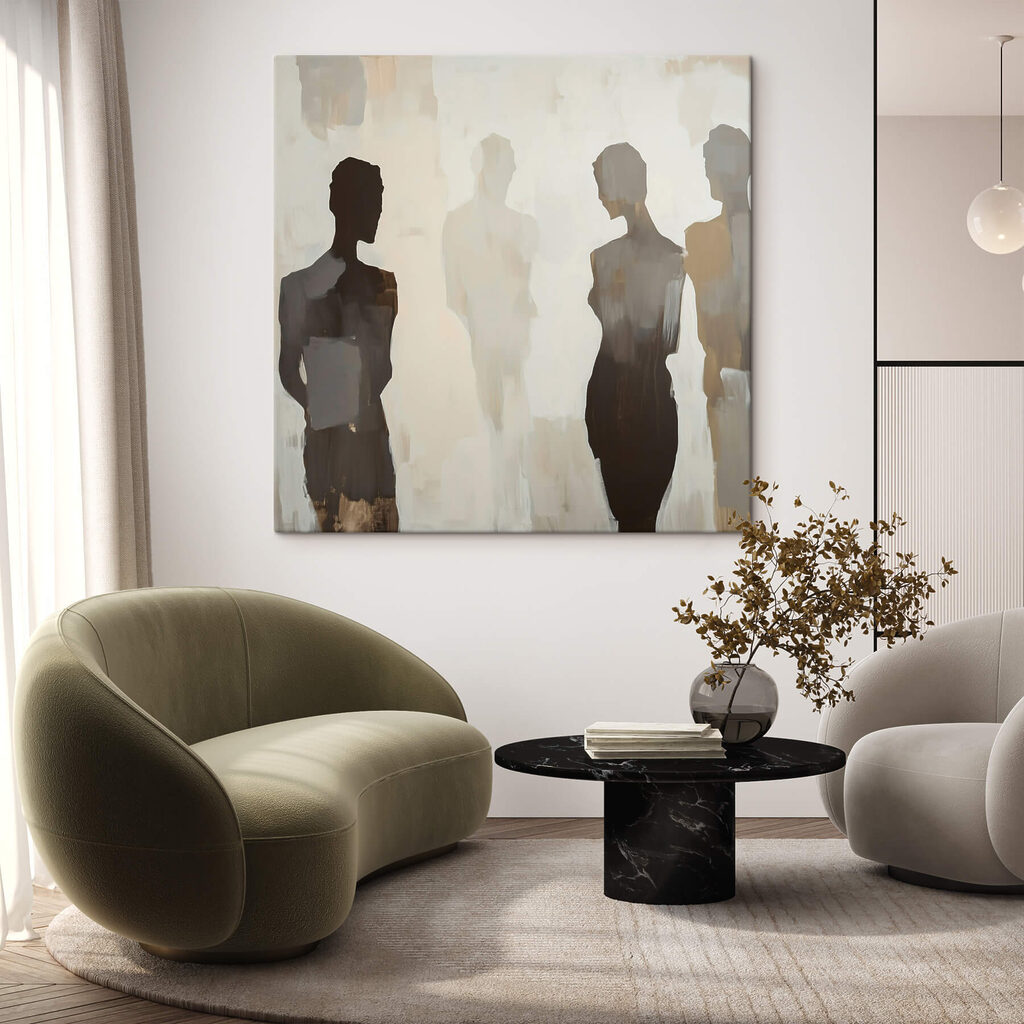 Quatro figuras na neblina — interior 1