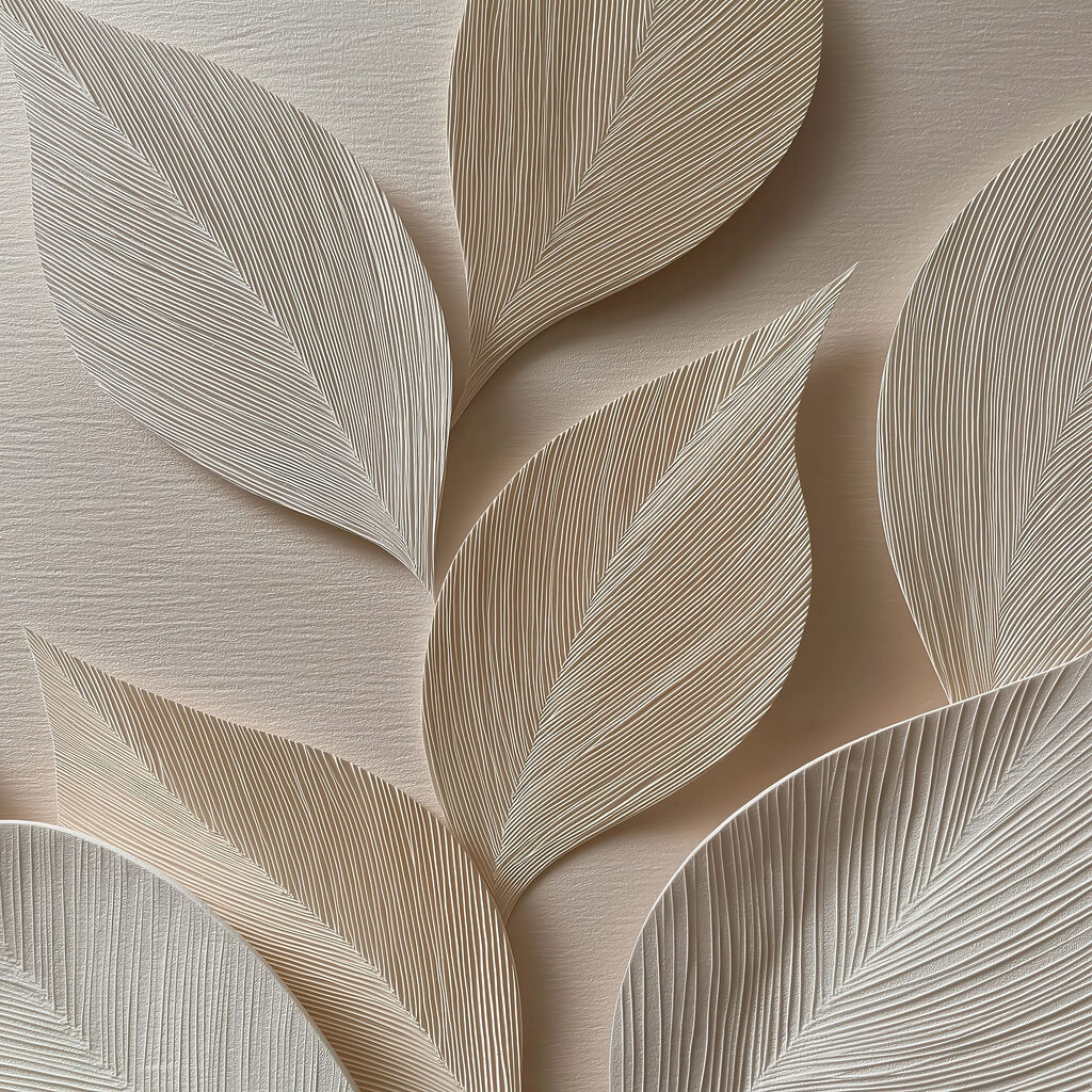 Folhas bege com nervuras — design completo