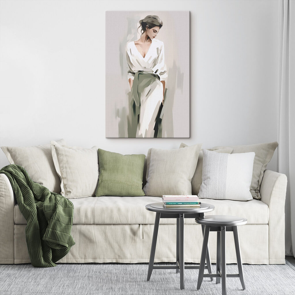 Blusa branca e verde — interior 2