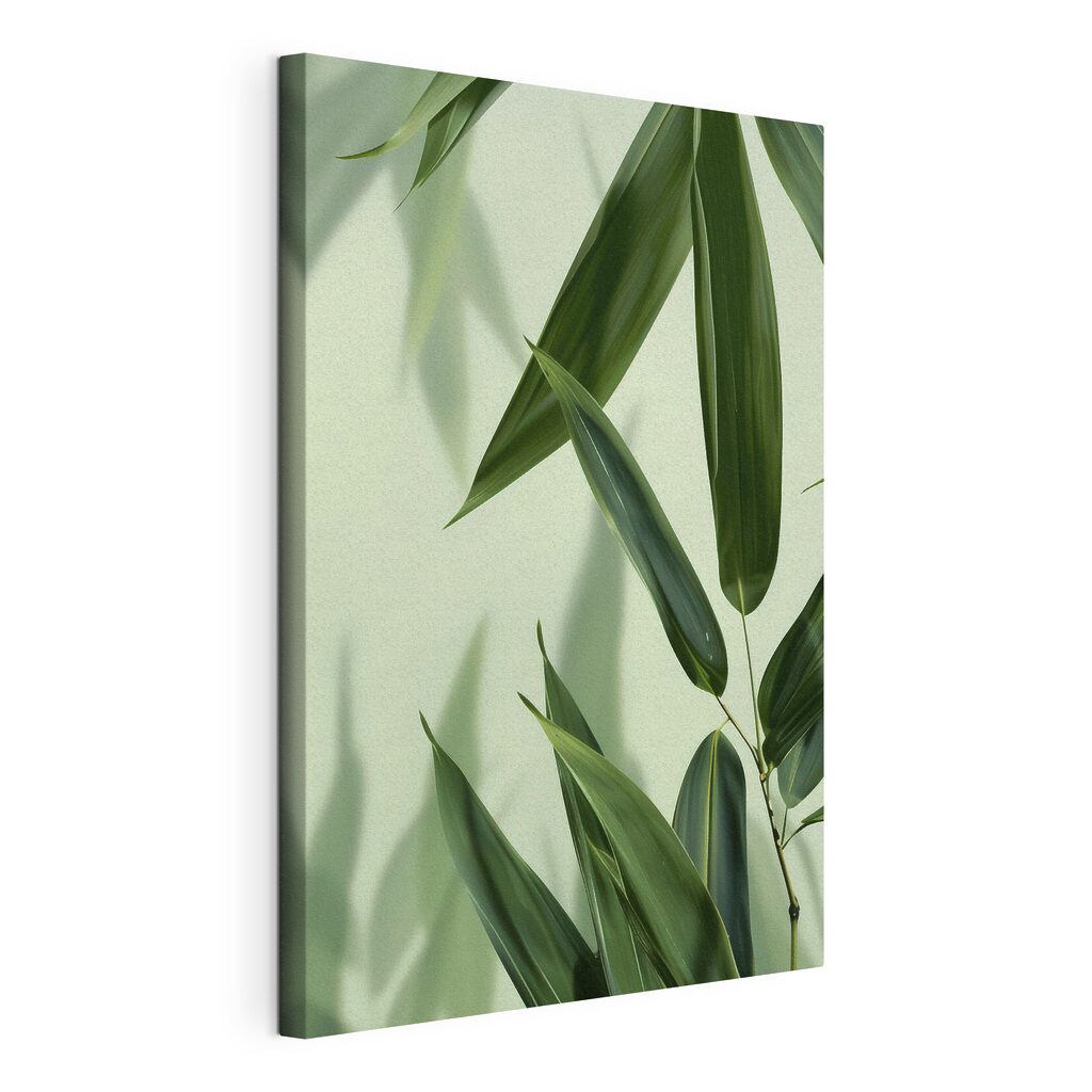 Bambu em verde fresco, tela esticada e borda contínua