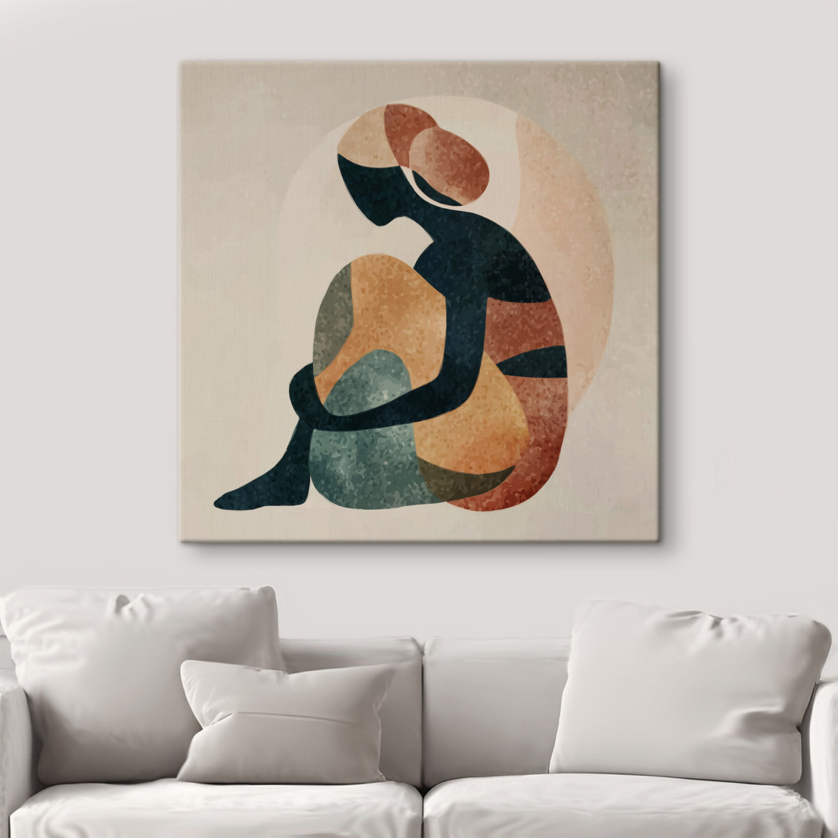 Figura humana abstrata num interior