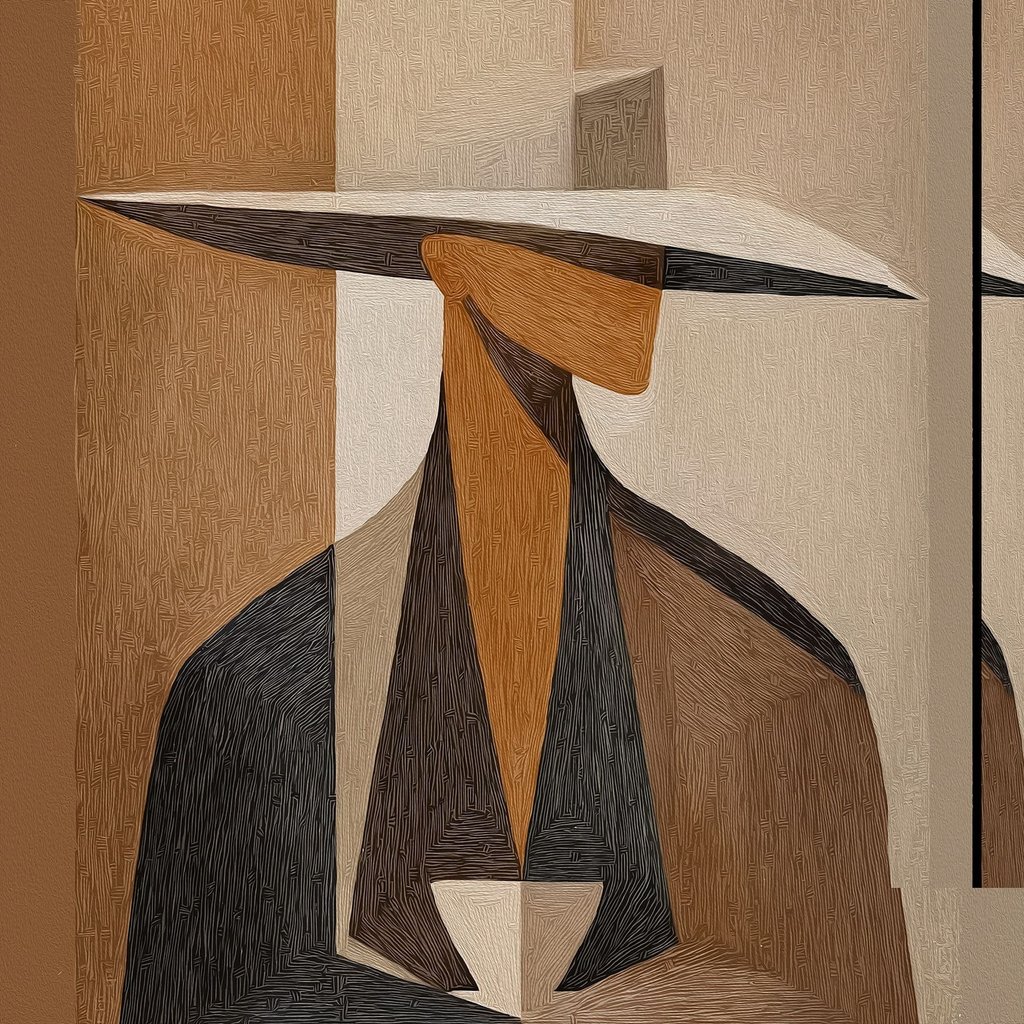 Retrato abstrato com chapéu — design completo