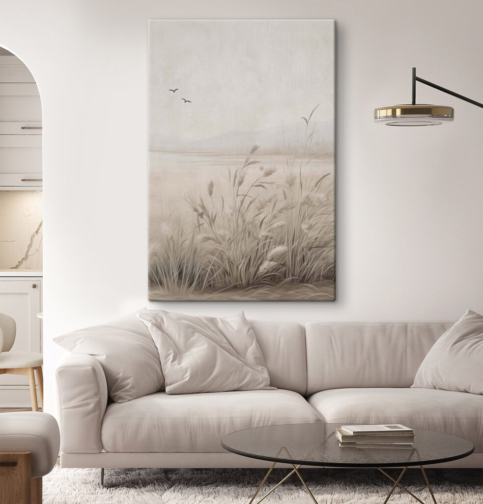 Aves sobre hastes bege — interior 1