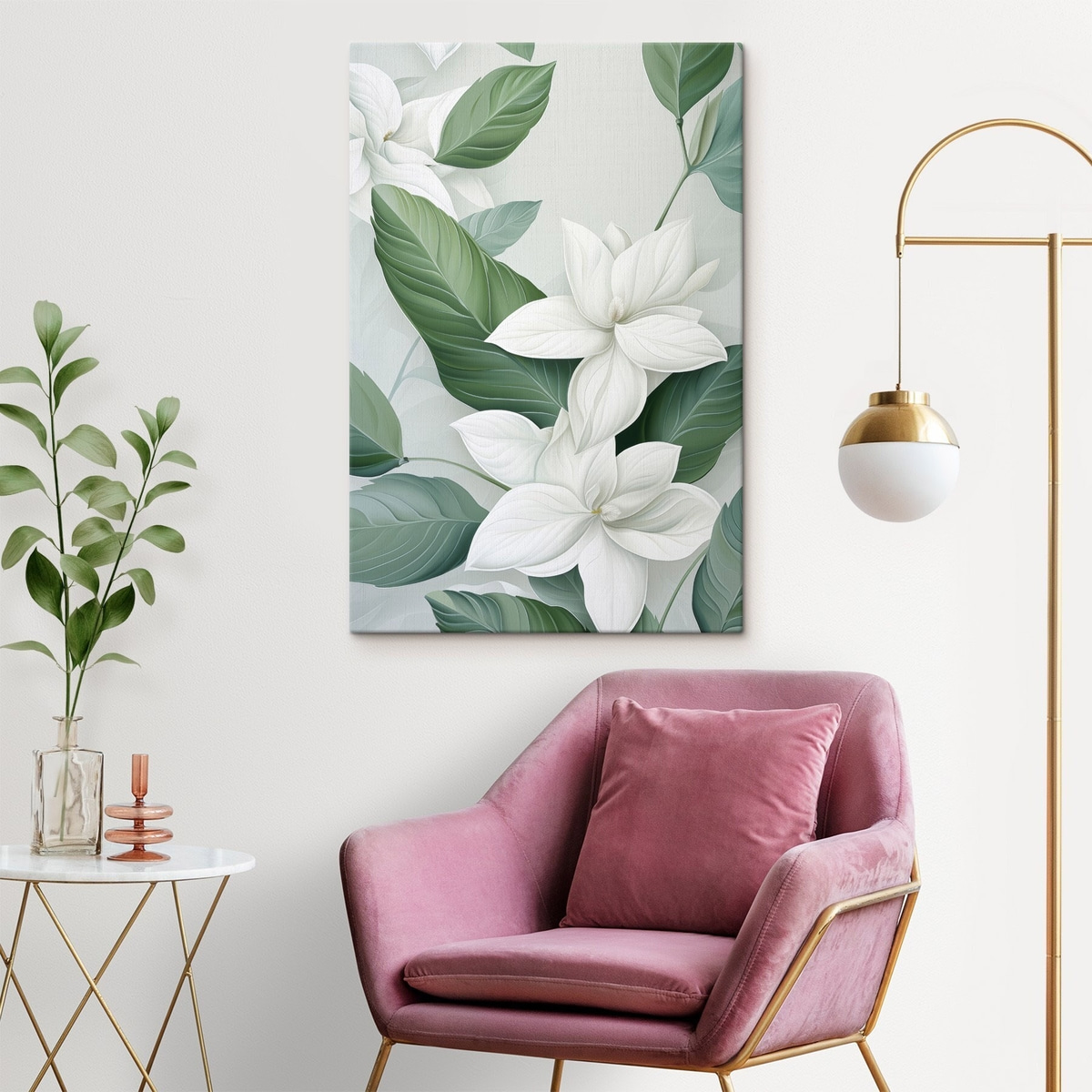 Flores brancas com folhas — interior 2