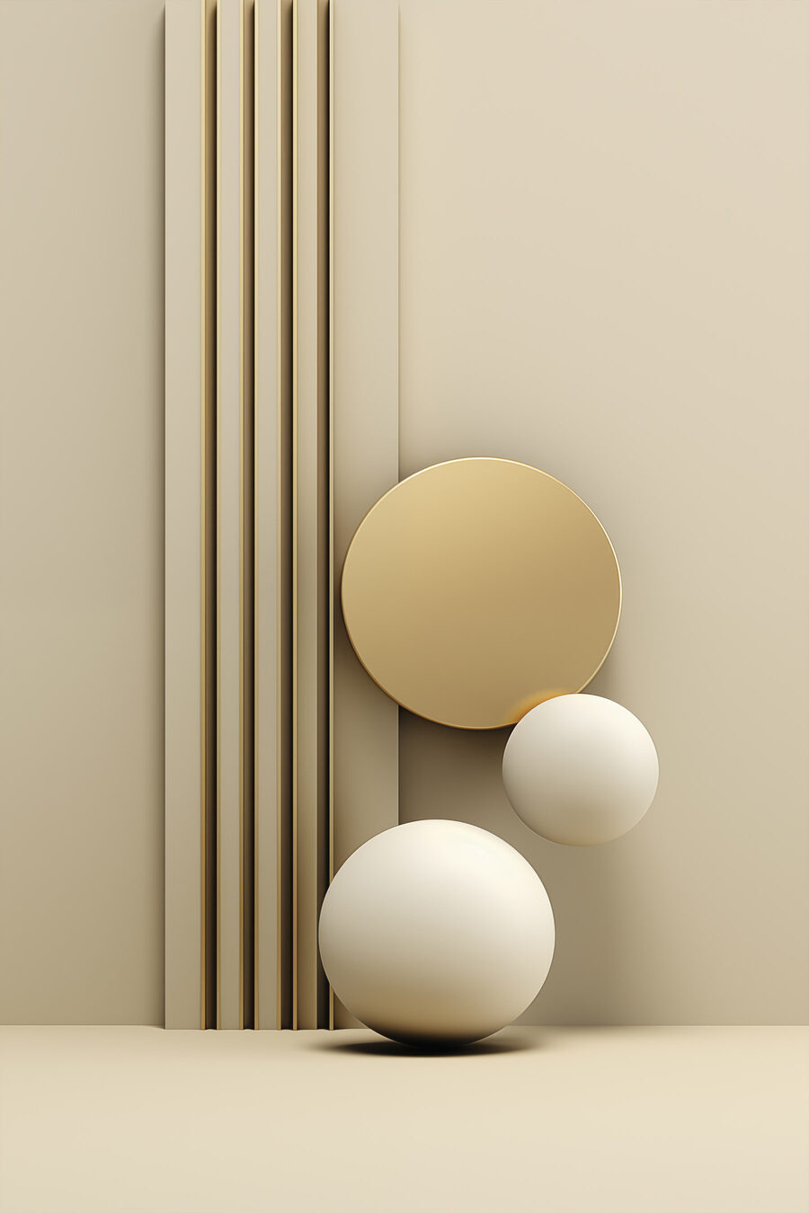 Disco dourado sobre esferas — design completo