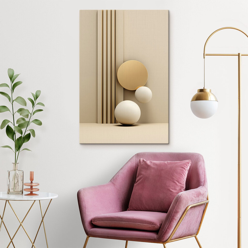 Disco dourado sobre esferas — interior 2