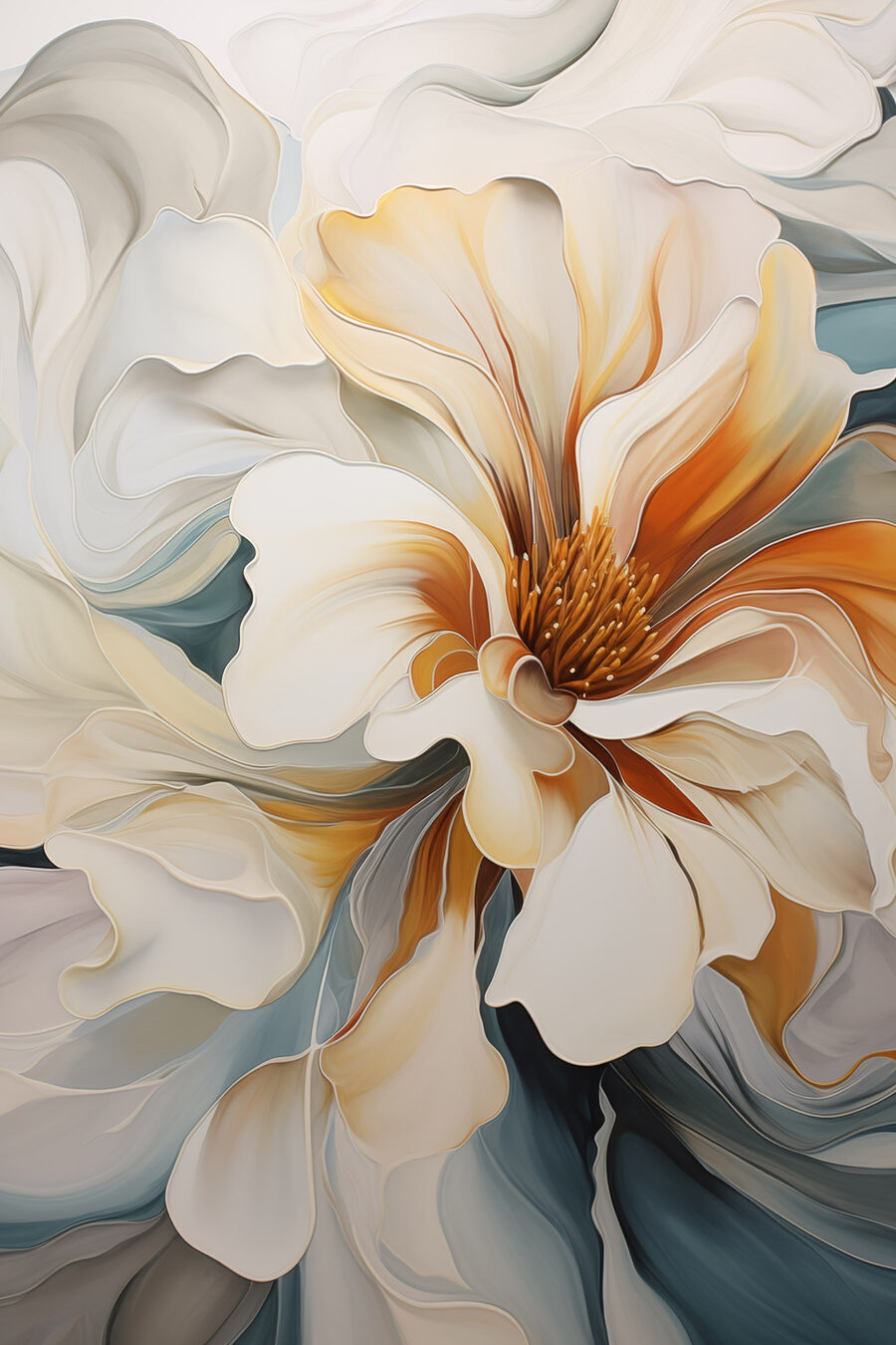 Flor branca, acentos laranja — design completo
